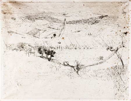 Luigi Bartolini,&nbsp;Strada d'Ancona.1931Acquaforte su carta Cina. mm...