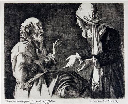 Marina Battigelli,&nbsp;Negazione di Pietro. Puntasecca. mm 200x245. Foglio:...