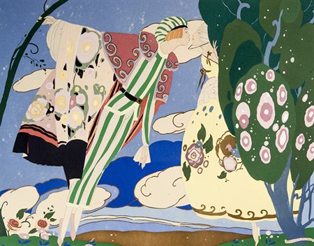 Umberto Brunelleschi,&nbsp;Le premier baiser.1926Incisione colorata a...