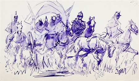 Sebastiano De Albertis,&nbsp;Lotto composto di 2 disegni.1) Coppia a...