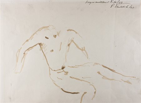 Filippo De Pisis,&nbsp;Nudo maschile.Acquerello su carta. mm 220x300....