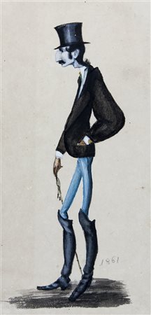 Melchiorre Delfico,&nbsp;Caricatura di uomo con naso adunco e...