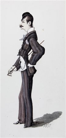 Melchiorre Delfico,&nbsp;Caricatura di uomo con bastone.1875Tempera e...