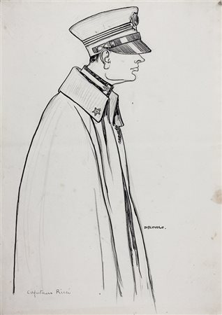 Antonio Discovolo,&nbsp;Lotto composto di 2 disegni.1) Ritratto, caricatura...