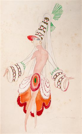 Charles Carl Gesmar,&nbsp;Lotto di figurini Déco. 1) Matita, tempera,...