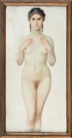 Paul Grabwinkler,&nbsp;Nudo femminile.1922Matite colorate e acquerello su...