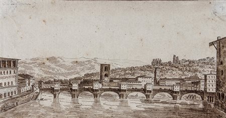 Victor Jean Nicolle,&nbsp;Veduta del Ponte alle Grazie. Penna e inchiostro di...