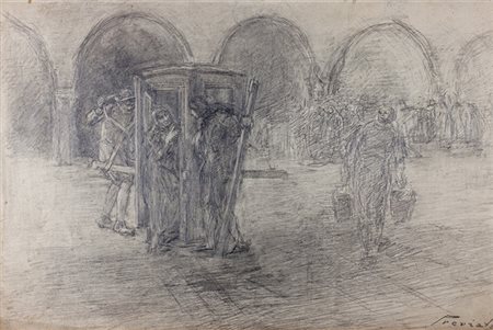 Gaetano Previati,&nbsp;La 'bussola' lascia il castello dell'Innominato.1900...