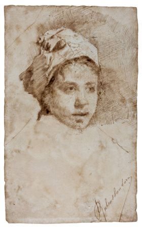 Rubens Santoro,&nbsp;Ritratto di giovane. Penna e inchiostro di china su...