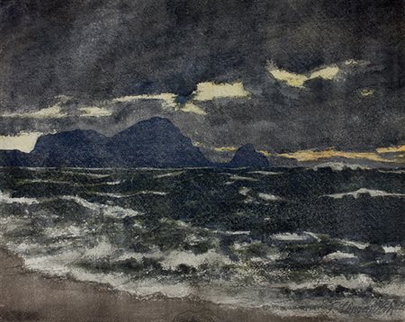 Fritz Schwimbeck,&nbsp;Sizilianische Kuste (Costa siciliana).1910Acquerello...