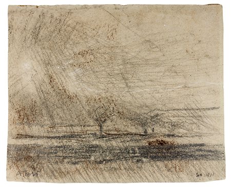 Arturo Tosi,&nbsp;Paesaggio.1911Pastelli su carta. mm 275x330. Firmato e...