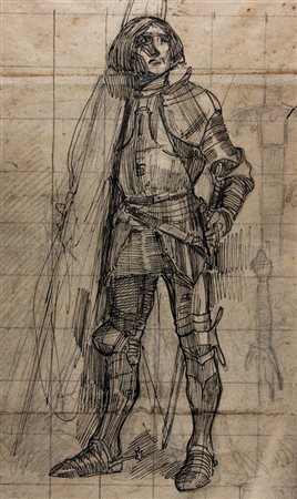 Stefano Ussi&nbsp;[attribuito a],&nbsp;Armigero.Penna e inchiostro di china...