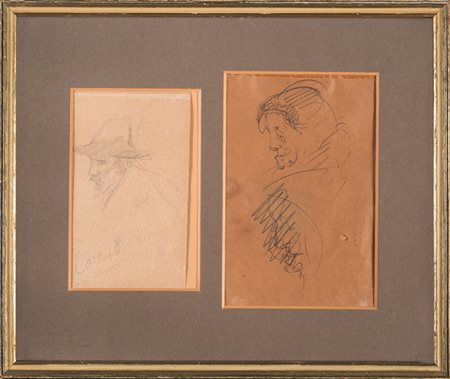 Lorenzo Viani,&nbsp;Lotto composto di 3 disegni. 1) Uomo con cappello. Matita...