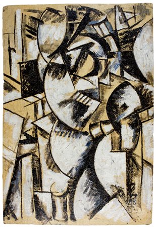 Avanguardie russe,&nbsp;Composizione cubo-futurista Olio su cartone. cm...