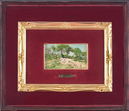 Federico Andreotti,&nbsp;Paesaggio. &nbsp;Olio su tavoletta. cm 9x14,5....