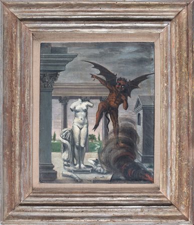 Guido De Marchi,&nbsp;Sabba classico e sabba romantico.Olio su tavoletta. cm...