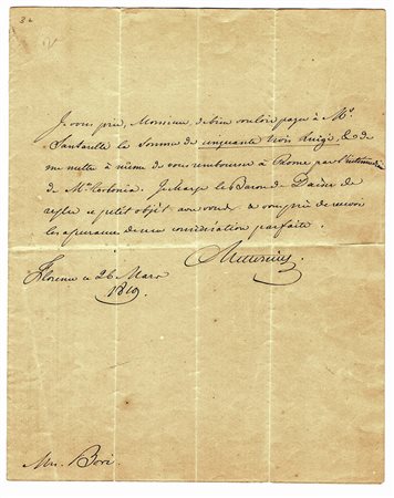 Metternich Klemens von,&nbsp;Lettera autografa firmata inviata a Mr....