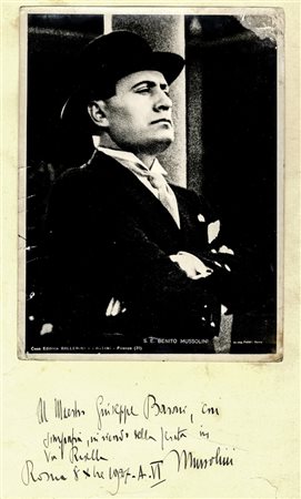 Mussolini Benito,&nbsp;Ritratto fotografico con dedica e firma autografa....