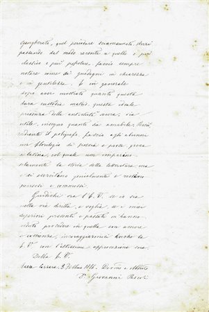 Pascoli Giovanni,&nbsp;Testo autografo firmato da inviarsi a 'S. E. il...