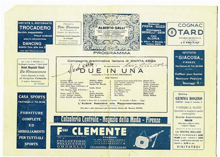 Pirandello Luigi,&nbsp;Firma autografa su brochure pubblicitaria teatrale,...