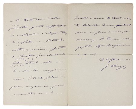 Verga Giovanni,&nbsp;Lettera autografa firmata inviata a un amico.Datata...