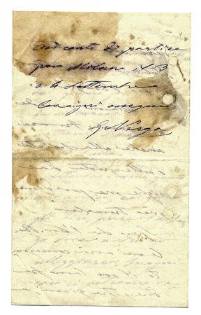 Verga Giovanni,&nbsp;Lettera autografa firmata inviata al Maestro Domenico...