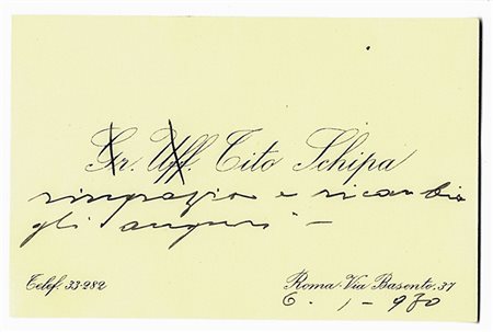 Raccolta di biglietti da visita, menù e 1 fotografia con firme autografe di...