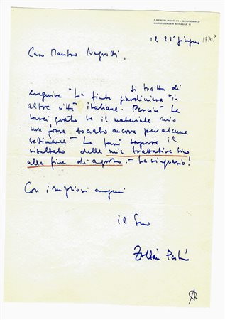 Raccolta di circa 35 tra lettere autografe, firme autografe su programmi,...