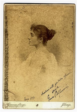 Bellincioni Gemma,&nbsp;Ritratto fotografico con dedica e firma autografa....