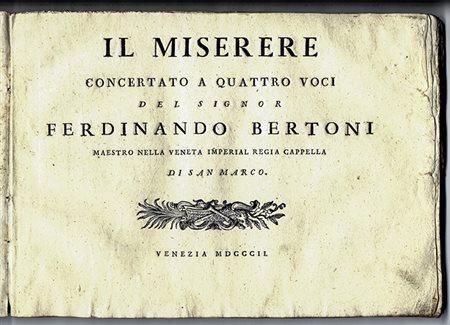 Bertoni Ferdinando,&nbsp;Il Miserere / Concertato a quattro voci / del Signor...