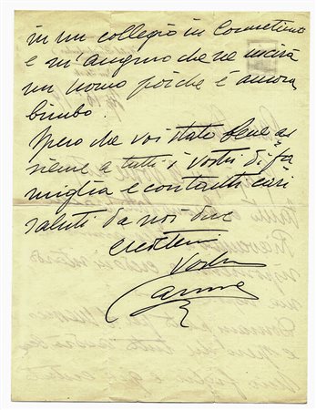 Caruso Enrico,&nbsp;Lettera autografa firmata inviata a S. G. Schubart.Datata...