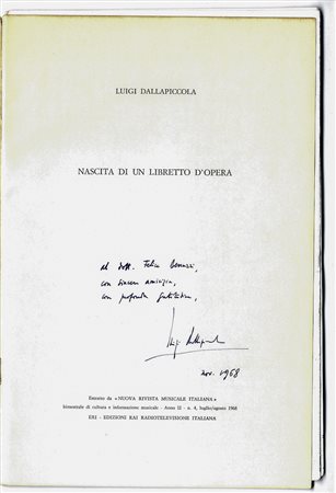 Dallapiccola Luigi,&nbsp;Dediche e firme autografe su libri. Datati...