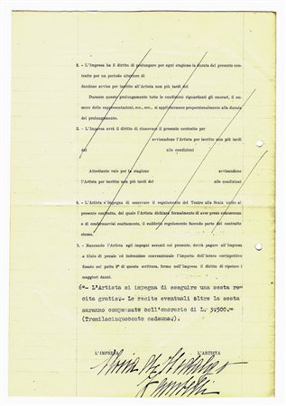 De Hidalgo Elvira,&nbsp;Contratto teatrale tra Elvira de Hidalgo e il Teatro...