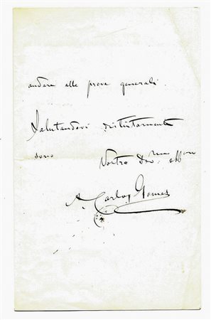 Gomes Carlo Antonio,&nbsp;Lettera autografa firmata inviata al marchese...