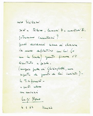 Nono Luigi,&nbsp;Lettera autografa firmata inviata a Francesco...