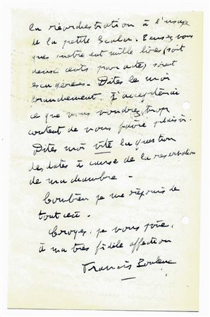 Poulenc Francis,&nbsp;Lettera autografa firmata inviata a Antonio...