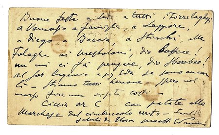 Puccini Giacomo,&nbsp;Cartolina postale viaggiata autografa firmata inviata...