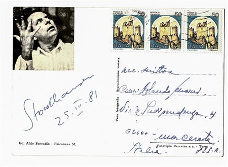 Stockhausen Karlheinz,&nbsp;Cartolina viaggiata autografa firmata.25 marzo...