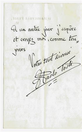Tosti Francesco Paolo,&nbsp;Lettera autografa firmata inviata a Madame Mason....