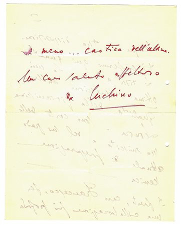 Visconti Luchino,&nbsp;Lettera autografa firmata inviata a Francesco...