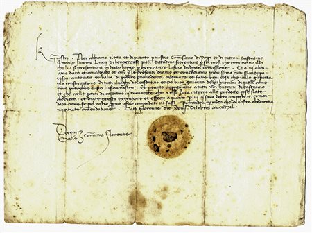 Nomina di Luca Pitti a Commisario di Poppi nel Casentino.Datato ottobre...