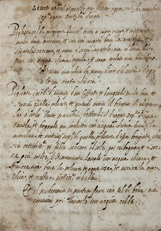 Secreto utiliss: et presto per levar ogne sorte de macchie sop.a ogne sorte...