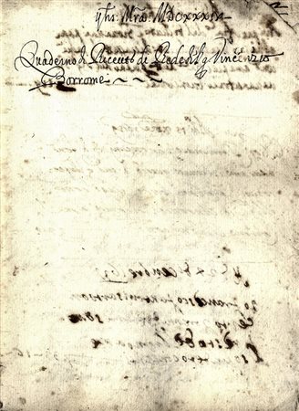 Baldinucci Filippo,&nbsp;Annotazione autografa (6 righe) su quaderno di...