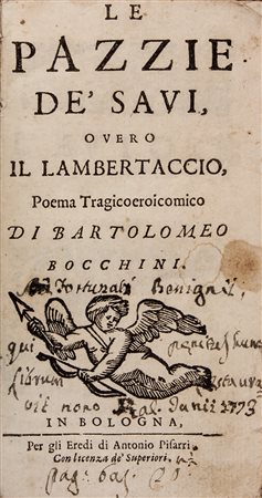 Bocchini Bartolomeo,&nbsp;Le pazzie de' savi, overo il Lambertaccio, Poema...