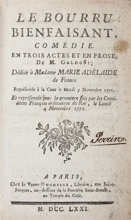 Goldoni Carlo,&nbsp;Le Bourru Bienfaisant, comédie. En trois actes et en...