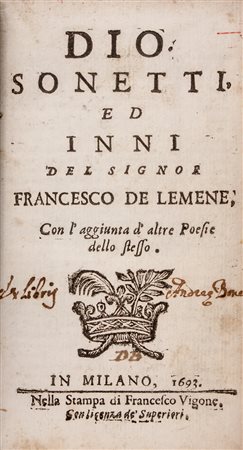 Lemene Francesco (de),&nbsp;Dio, sonetti, ed inni [...]; con l'aggiunta...