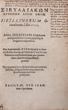 Sibylliakon chresmon logoi Okto. Sibyllinorum oraculorum libri VIII. Addita...