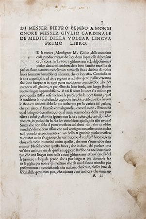 Bembo Pietro,&nbsp;Prose [...] nelle quali si ragiona della volgar lingua...