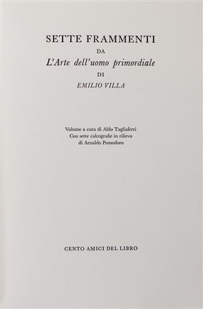 Villa Emilio,&nbsp;Sette frammenti da L'arte dell'uomo primordiale.Milano:...