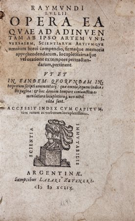 Lull Ramon,&nbsp;Opera ea quae ad adinventam ab ipso artem universalem,...